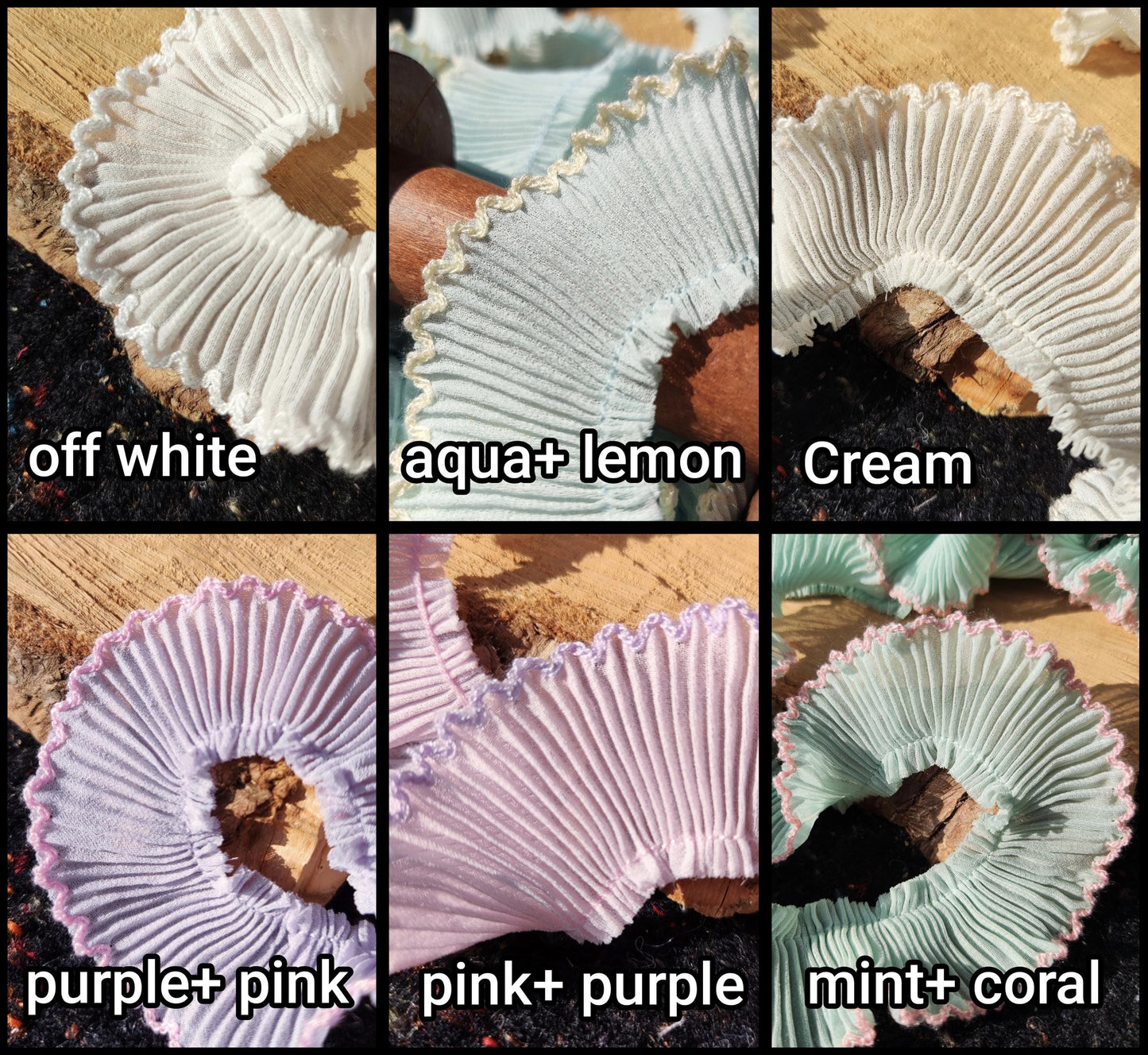 37 Colours Pencil Shaving Ruffle Trim with Contrasting Scallop Edge- 3cm Width Pleated Frilly Border for Doll making, Home decor