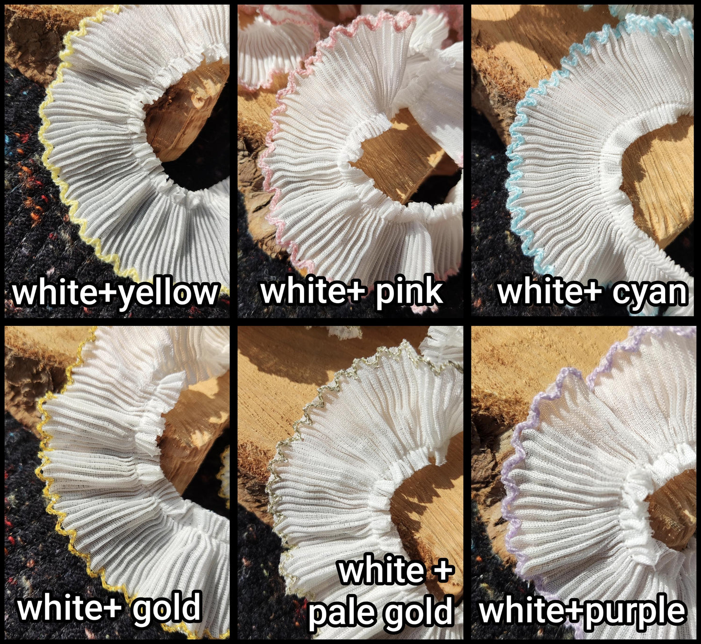 37 Colours Pencil Shaving Ruffle Trim with Contrasting Scallop Edge- 3cm Width Pleated Frilly Border for Doll making, Home decor
