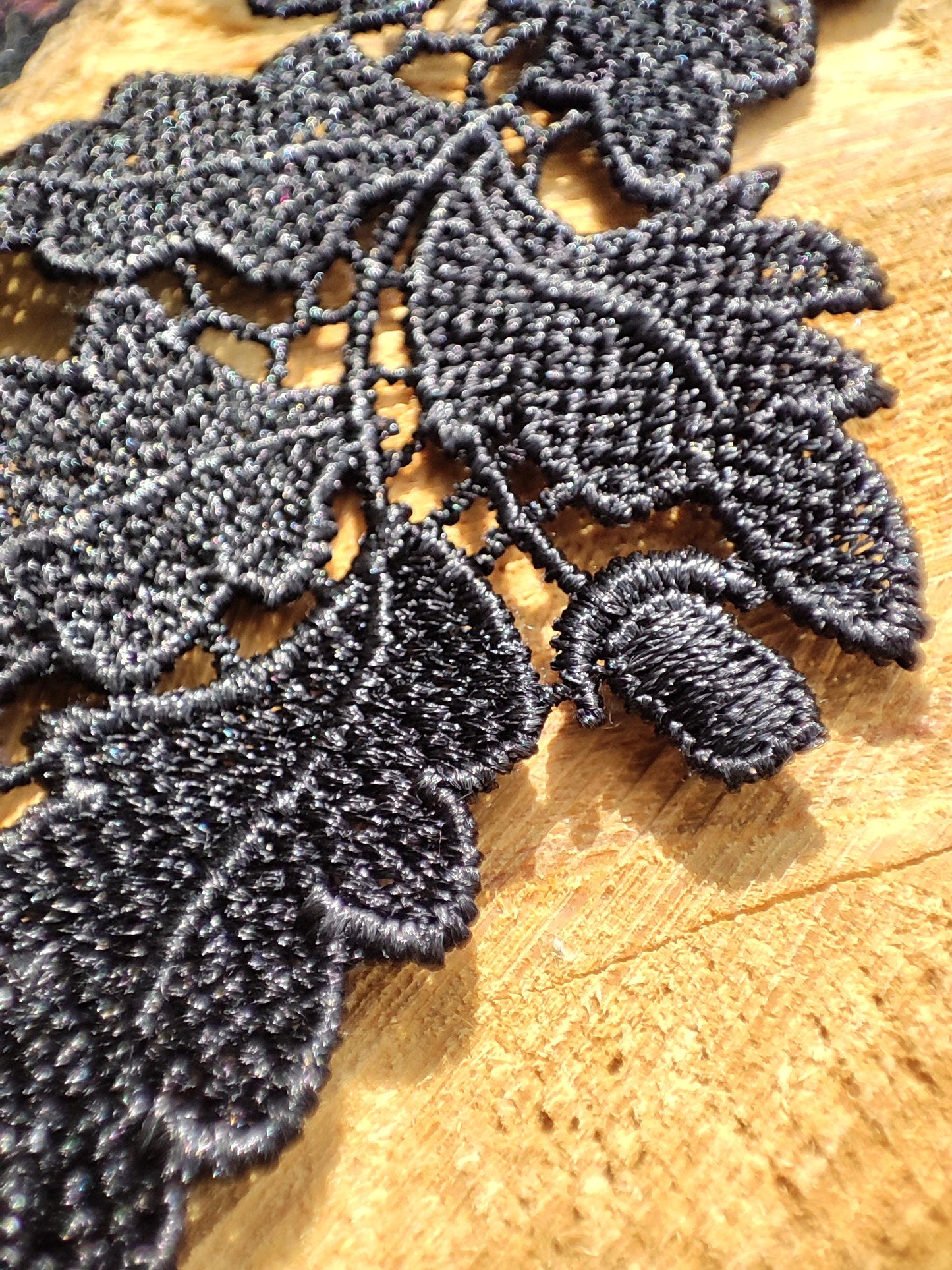 Leaf Pattern Lace trim in Black or White -Per yard -For Doll Clothes, Dressmaking, Bridal Embellishment