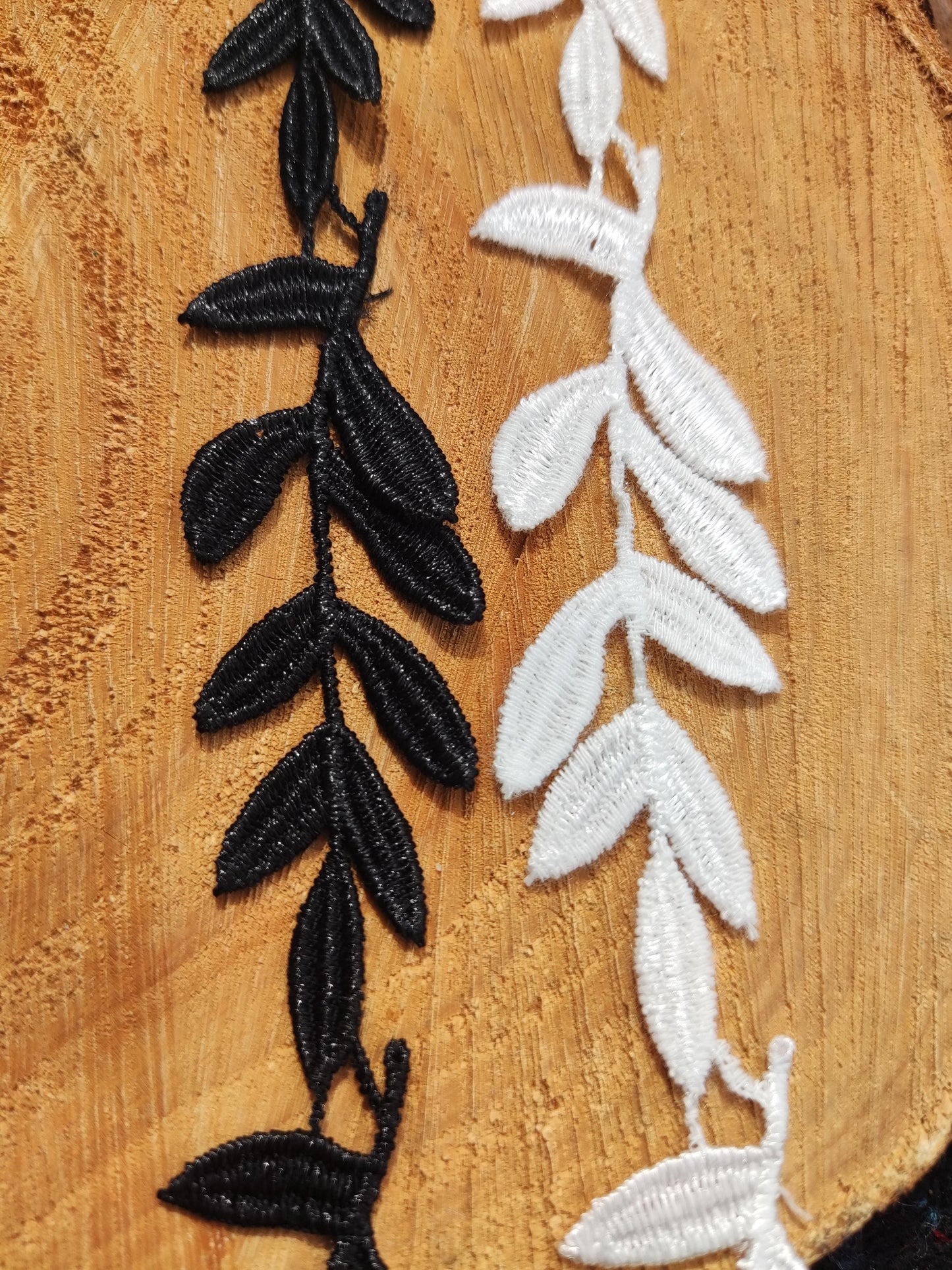 Leaf Pattern Lace trim in Black or White -Per yard -For Doll Clothes, Dressmaking, Bridal Embellishment