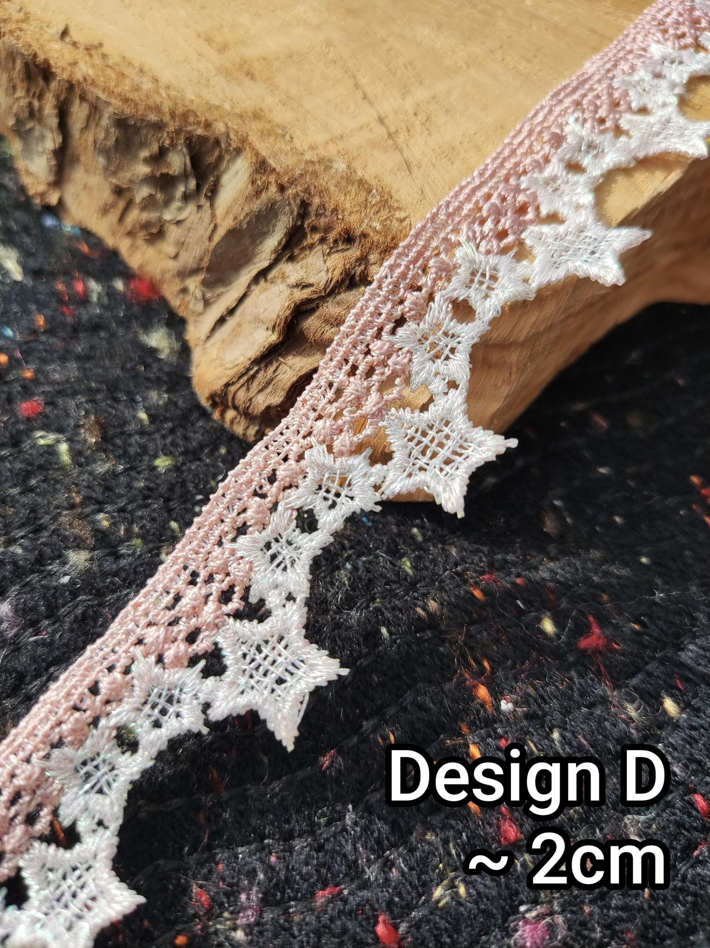 Narrow Pink and White Iridescent Lace Trim -Per yard -For Dressmaking, Doll Clothes, Sewing