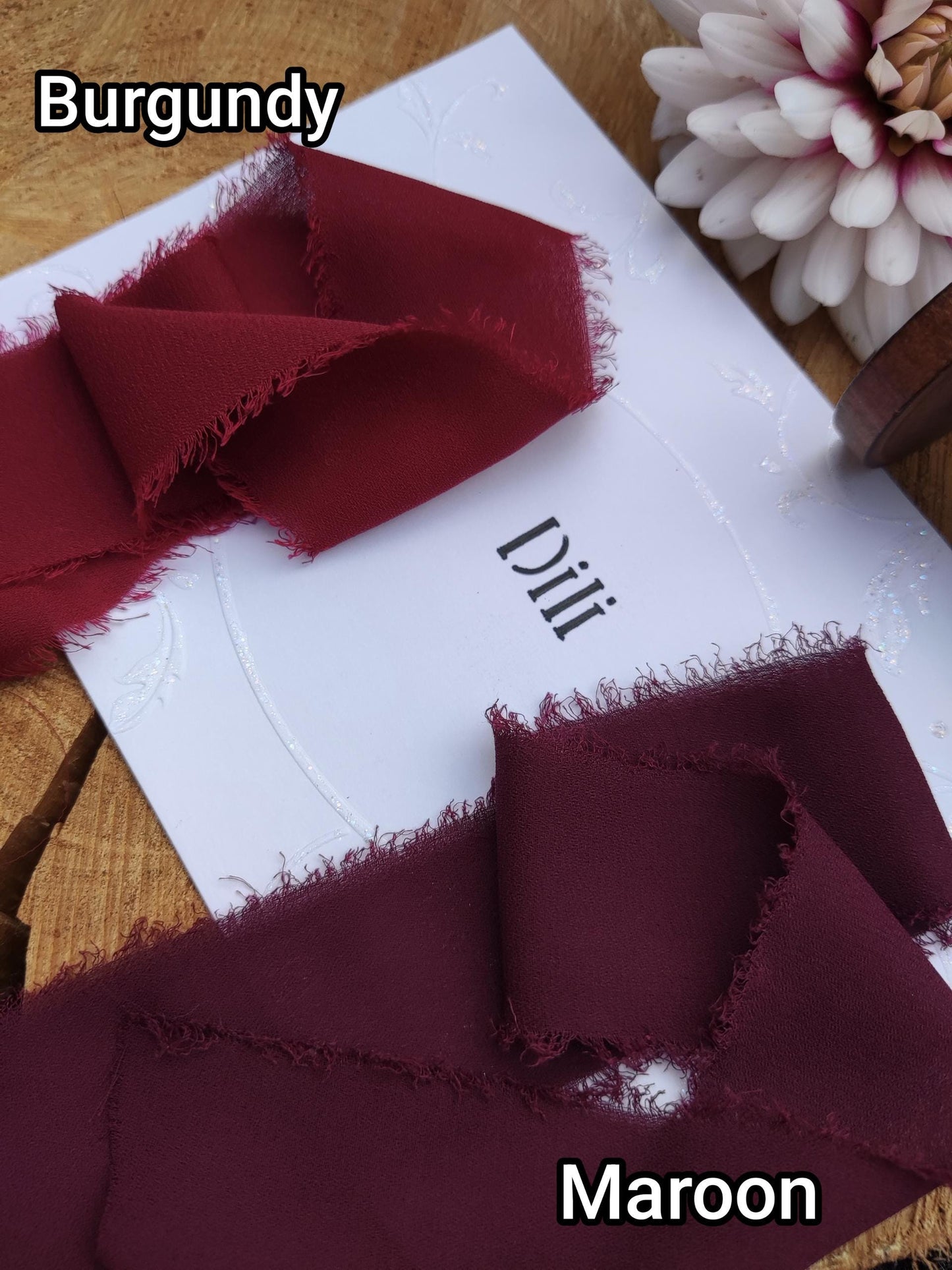 Purple Luxury Hand torn Frayed Edge Chiffon Ribbon -38mm Width