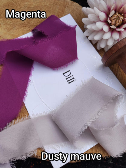 Purple Luxury Hand torn Frayed Edge Chiffon Ribbon -38mm Width