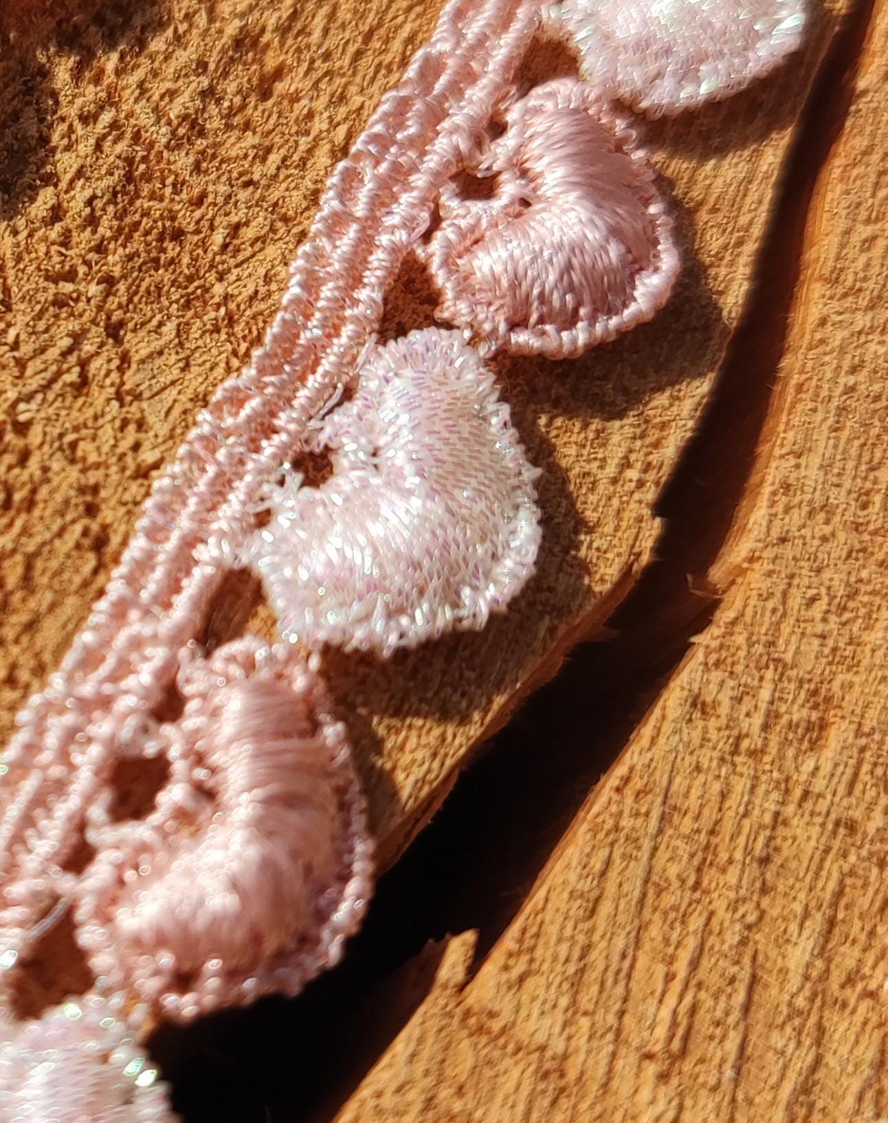 Delicate Love Heart Embroidered Lace trim-12mm wide Fine Embellishment-Per yard- White/Black/Gold/Pink/Iridescent-Necklace DIY Sewing