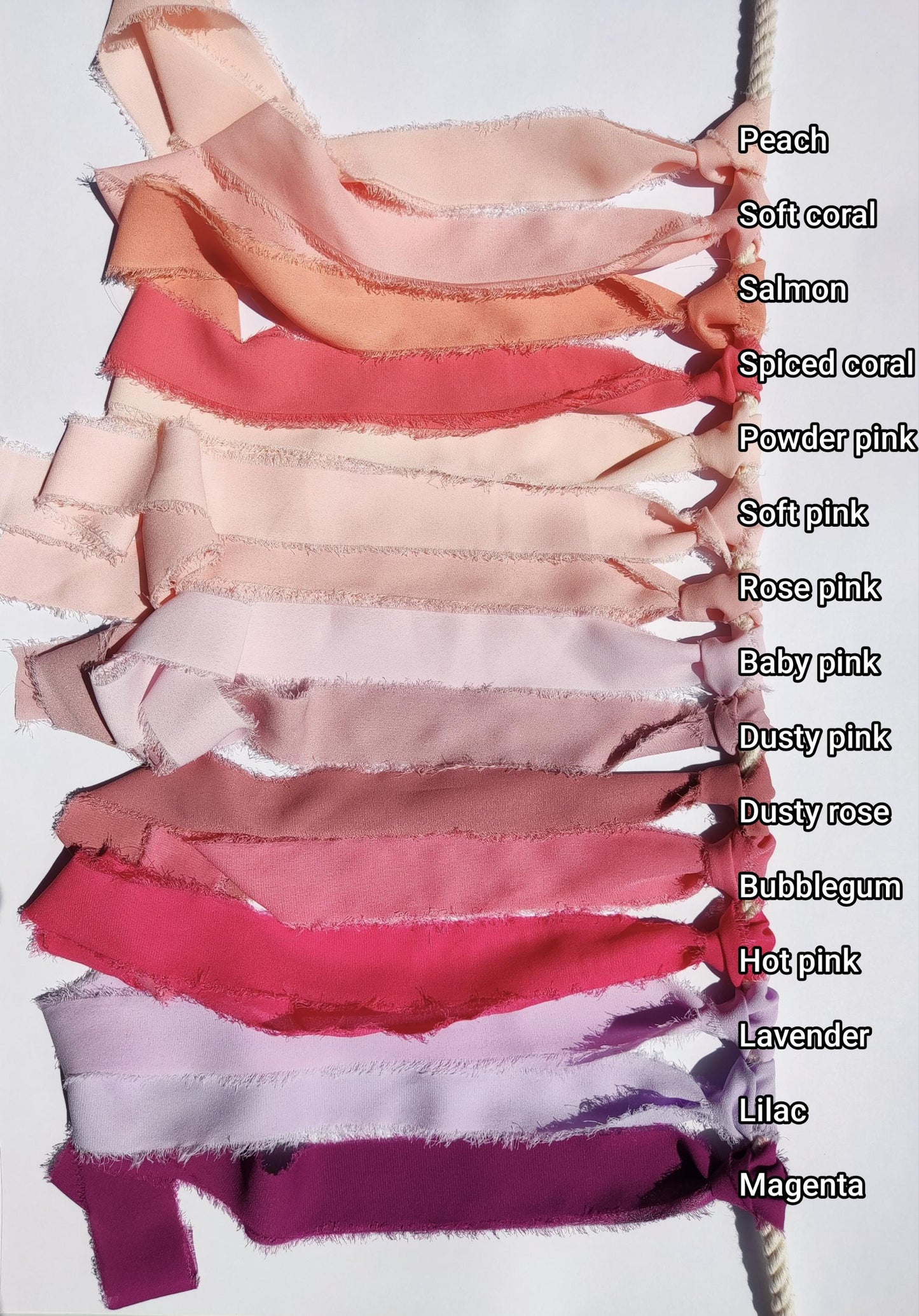 1m Quality Chiffon Ribbon With Hand Torn Frayed Edges - 38mm width