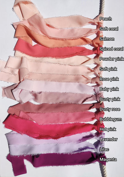 1m Quality Chiffon Ribbon With Hand Torn Frayed Edges - 38mm width