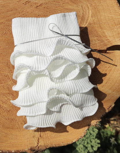Double Layer Pleated Chiffon Trim with Rigid Curly Edge -Per yard- 8cm wide Border for Costume making, Bridal gown, Wedding dress DIY
