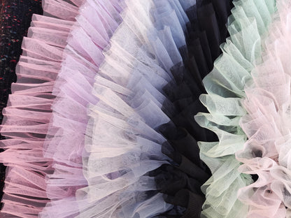10cm wide Gathered Tulle Ruffle Trim -Per Yard -Frilly Border for Doll Making, Bridal Gown, Festival TuTu Costume
