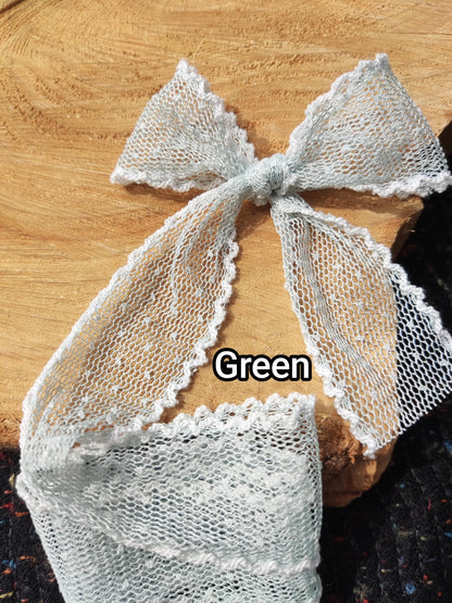 Dotty Pastel Mesh Ribbon with White Scallop Edge - 3.5cm Width Soft Spotty Trim for Doll Clothes, Hairbow, Dressmaking