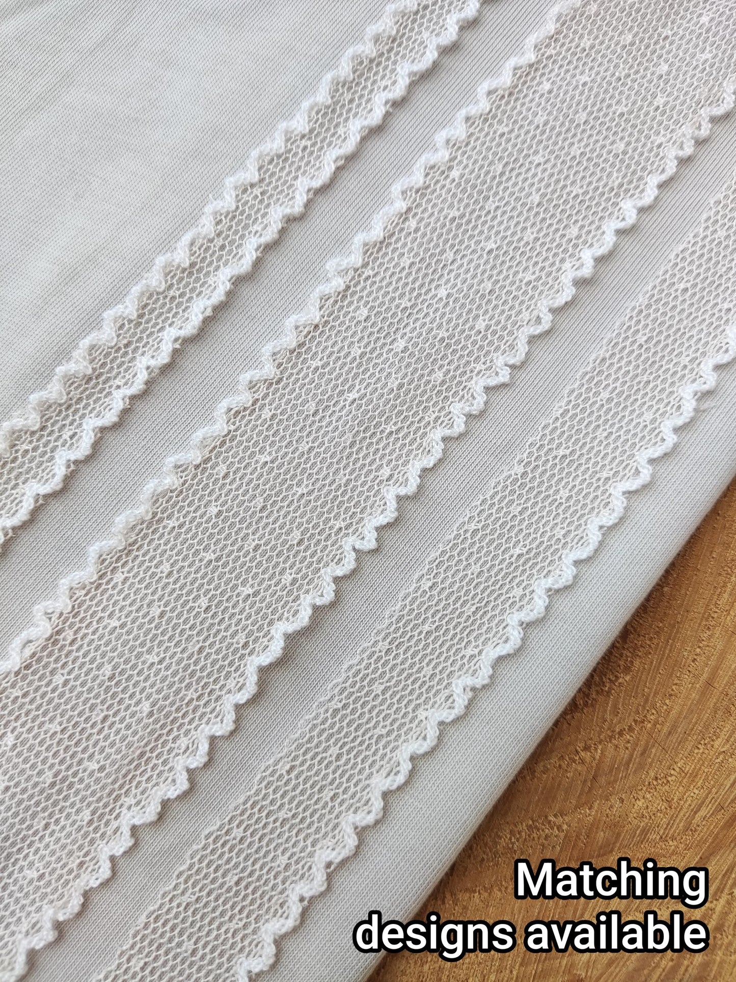 Single Scallop Edge Dotty Pastel Mesh Ribbon - 2cm Width Soft Spotty Trim for Doll Clothes, Hairbow, Dressmaking