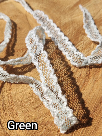 1.5cm Width Pastel Dotted Mesh Ribbon with Double Scallop Edges- Soft Spotty Trim for Doll Clothes, Hairbow, Dressmaking