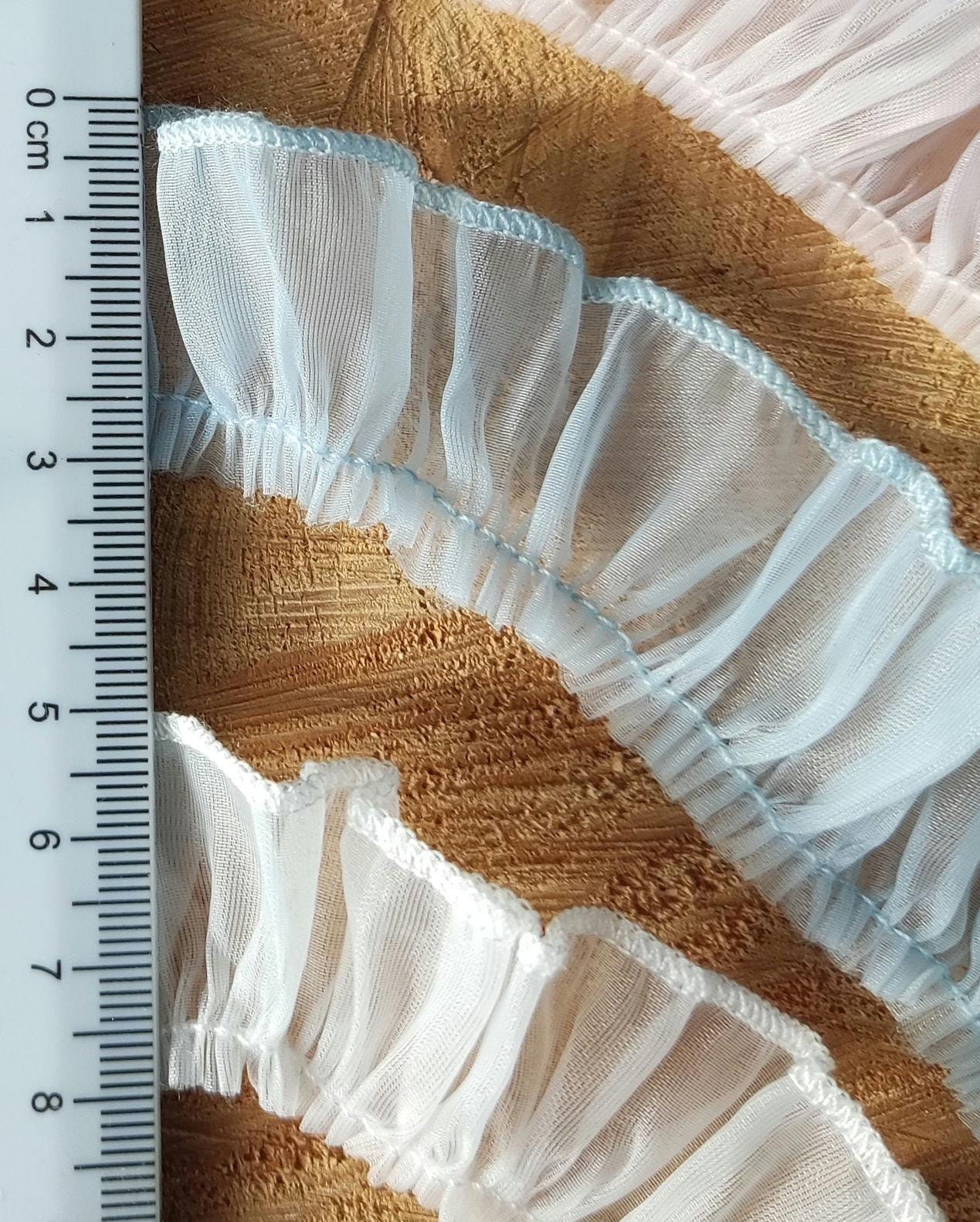 3cm Gathered Pastel Sheer Chiffon Ruffle Trim- Per yard -Sewing Border For Doll Clothes, Dressmaking, Scrunchie DIY