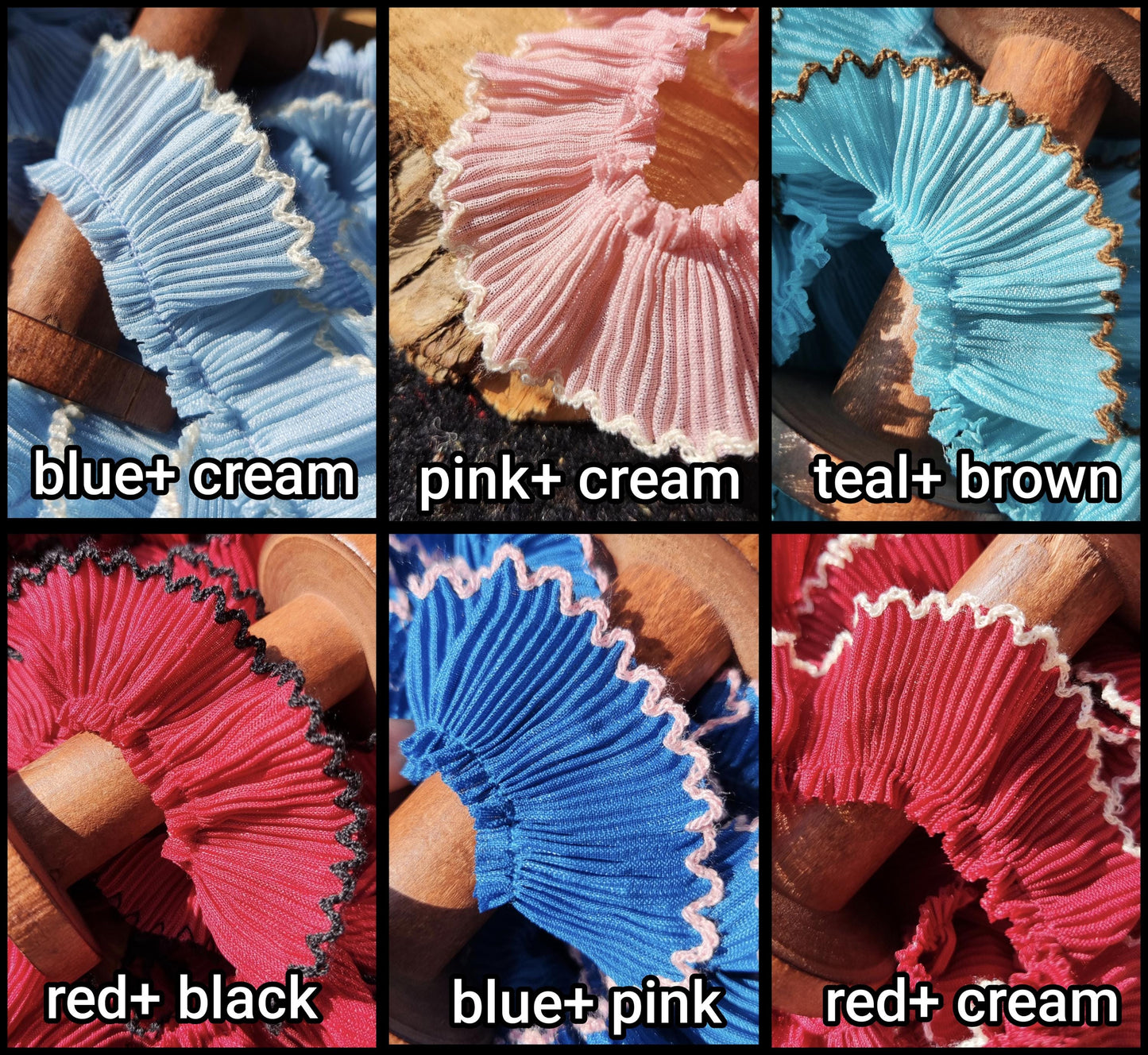 37 Colours Pencil Shaving Ruffle Trim with Contrasting Scallop Edge- 3cm Width Pleated Frilly Border for Doll making, Home decor