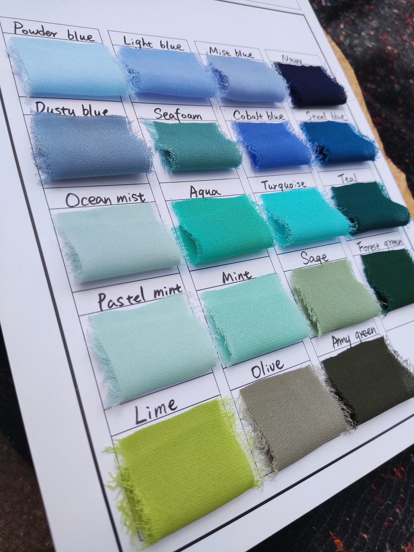 Turquoise Hand torn Fray Edge Chiffon Ribbon- 38 or 50mm width