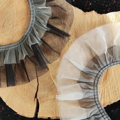 Two tone Gathered Tulle Ruffle Trim -8cm width- Per yard - For Doll Clothes, Tutu DIY, Dressmaking