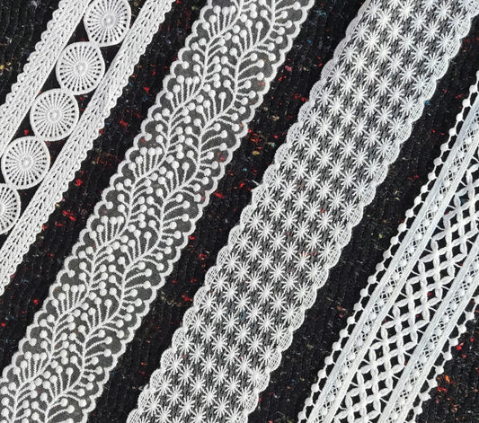 7cm Wide White Lace Trim -Per Yard-  Sheer Mesh Ribbon for Dressmaking, Doll Clothes, Hair bow, Hatband, Home decor, Bohemian Bridal Dress