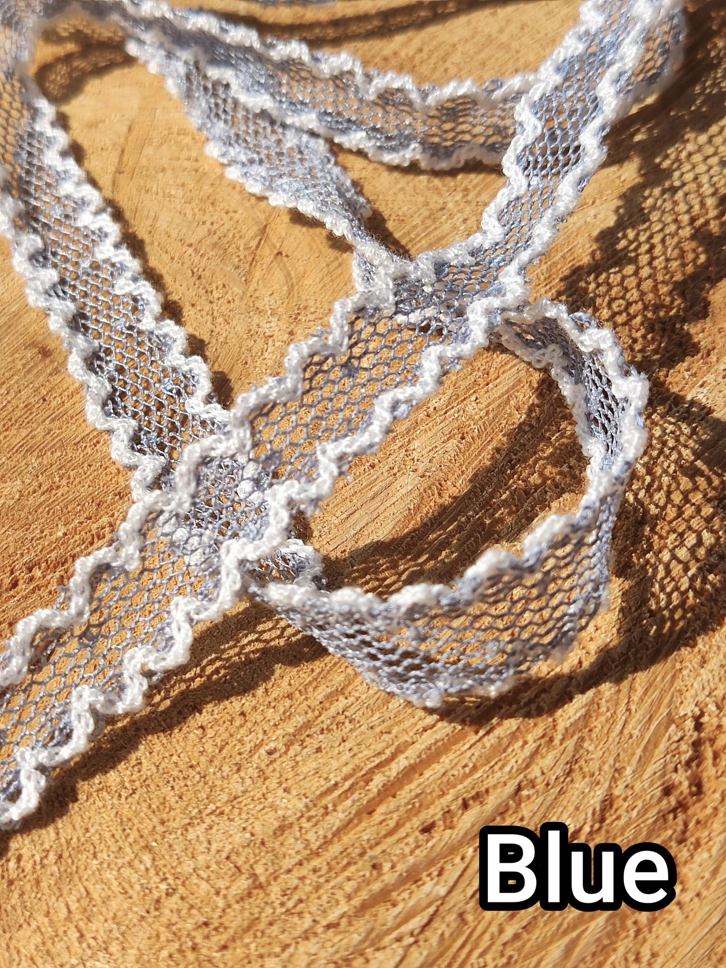 1.5cm Width Pastel Dotted Mesh Ribbon with Double Scallop Edges- Soft Spotty Trim for Doll Clothes, Hairbow, Dressmaking
