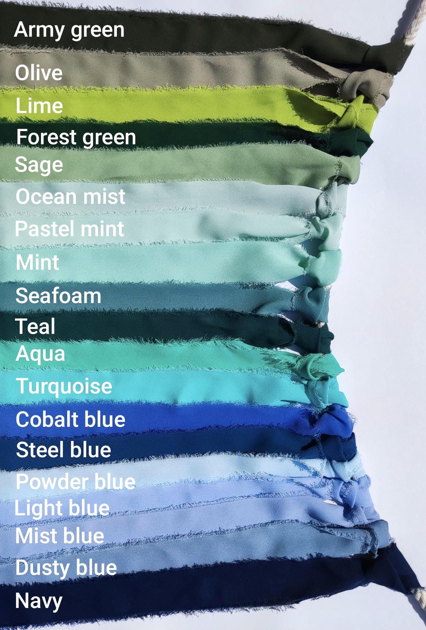 1m Quality Chiffon Ribbon With Hand Torn Frayed Edges - 38mm width