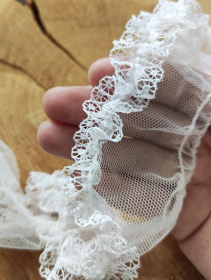 Volume Creating Gathered Mesh Trim- Per yard- 5cm Width Ruffle Border For Petticoat DIY, Tutu Underskirt, Doll Clothes Making
