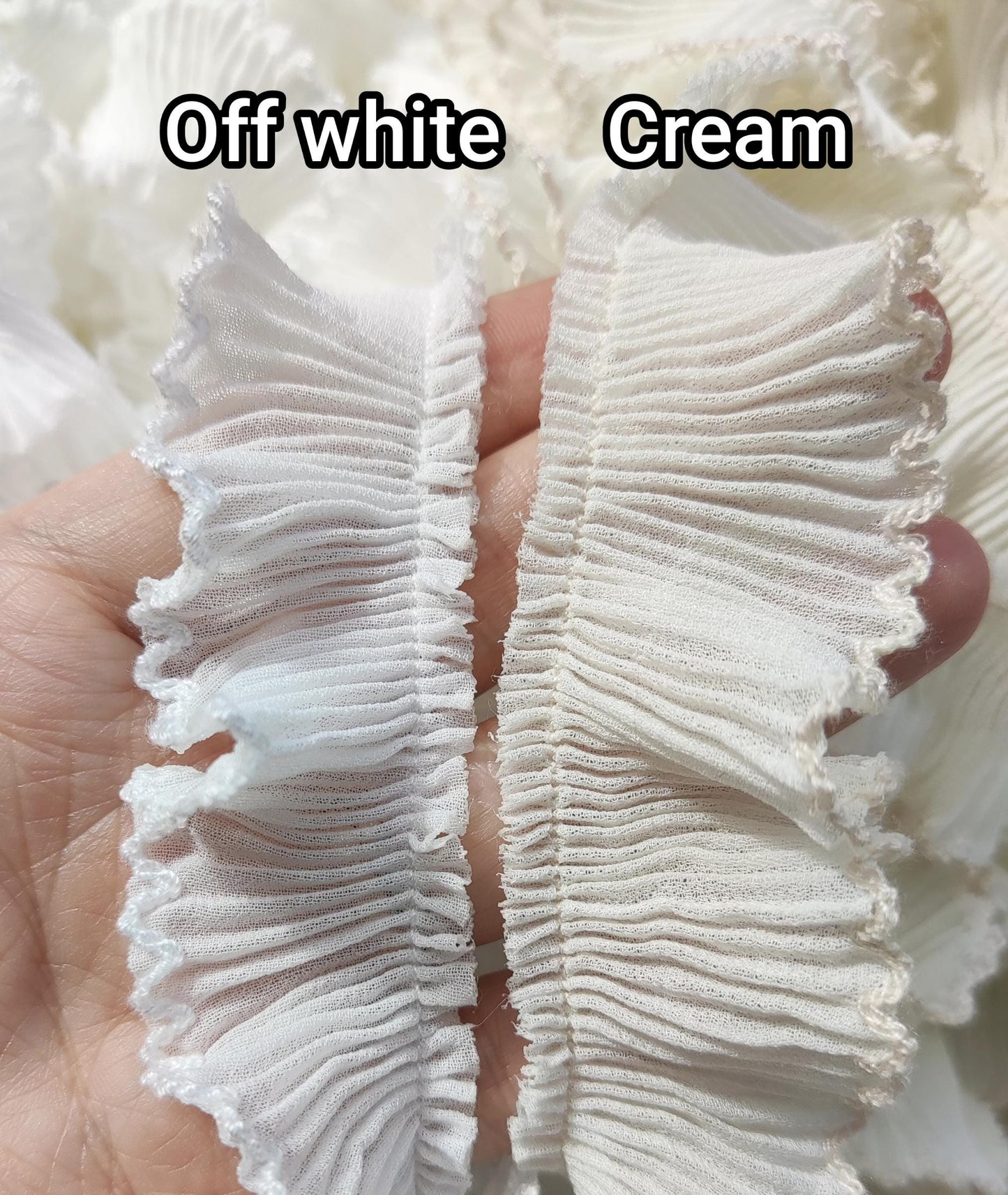 37 Colours Pencil Shaving Ruffle Trim with Contrasting Scallop Edge- 3cm Width Pleated Frilly Border for Doll making, Home decor